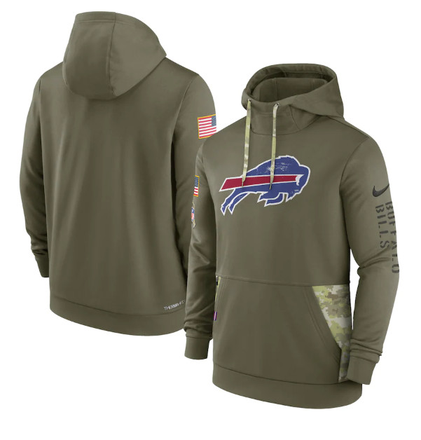 Buffalo Bills 2022 Olive Salute To Service Therma Performance Pullover Hoodie